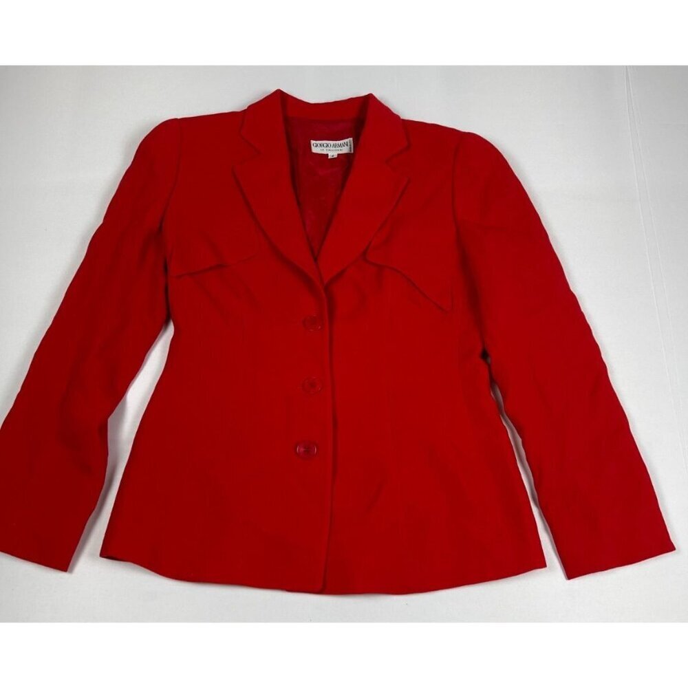 Giorgio Armani Le Collezioni Women 4 Red 100% Wool Blazer Jacket Made in Italy